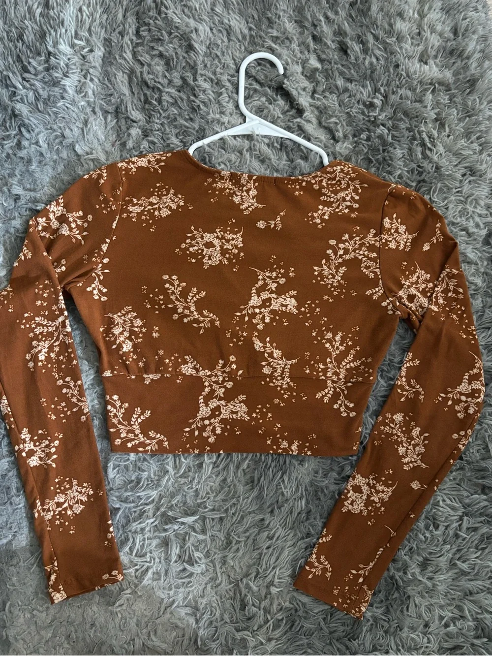 Floral Wrap Crop Top - Rust